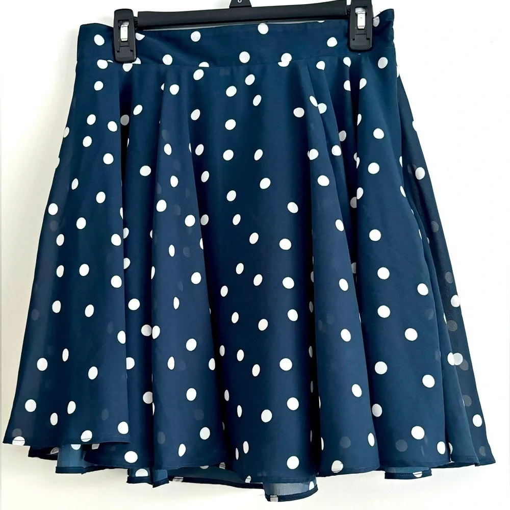 NWOT Maison Jules Polka Dot Flouncy Skirt - Size Large